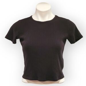 Hollister Soft Stretch Baby Tee Medium Black Short Sleeve Crop Top